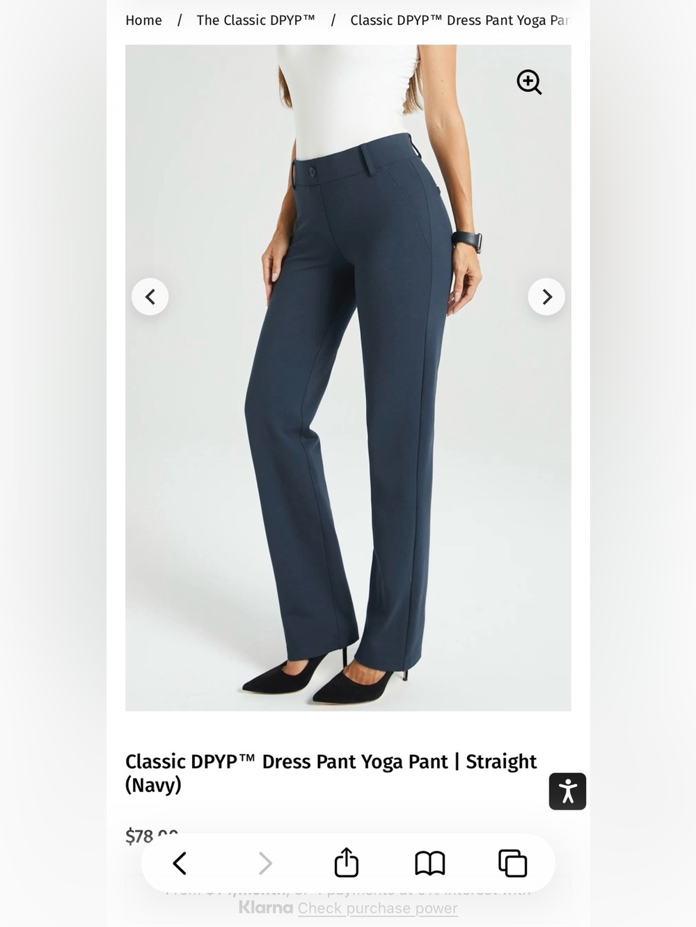 Betabrand Dress Pant Yoga Pants, Navy